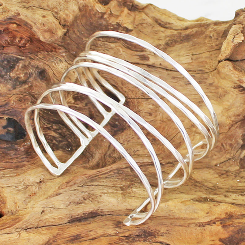 Open Strand Metal Cuff - Silver Colour