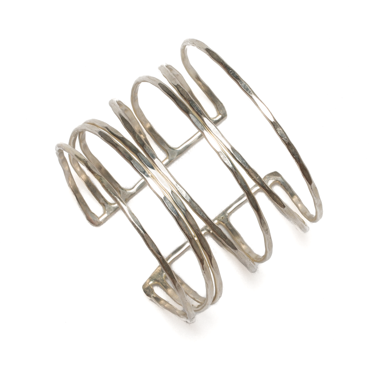 Open Strand Metal Cuff - Silver Colour
