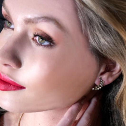 Boucles d'oreilles clous KIANI Duo Courbes Silhouettes en Zirconium