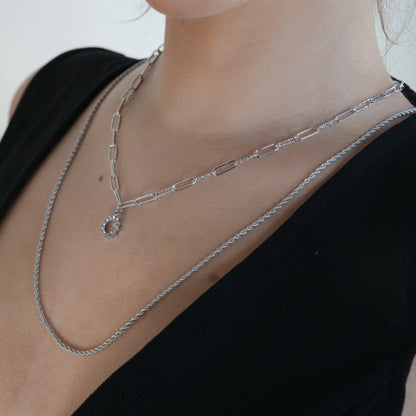 KIRA: Collier chaîne corde en argent 28 pouces