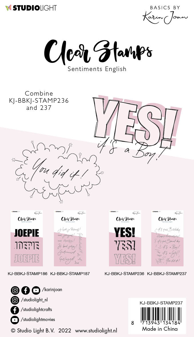 KJ Tampons Transparents Sentiments Essentiels 105x148x3mm 12 Pièces n°237