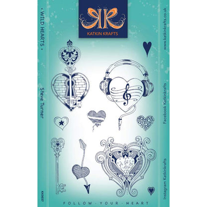 Katkin Krafts Wild Hearts Ensemble de Timbres Transparents 6 po x 8 po