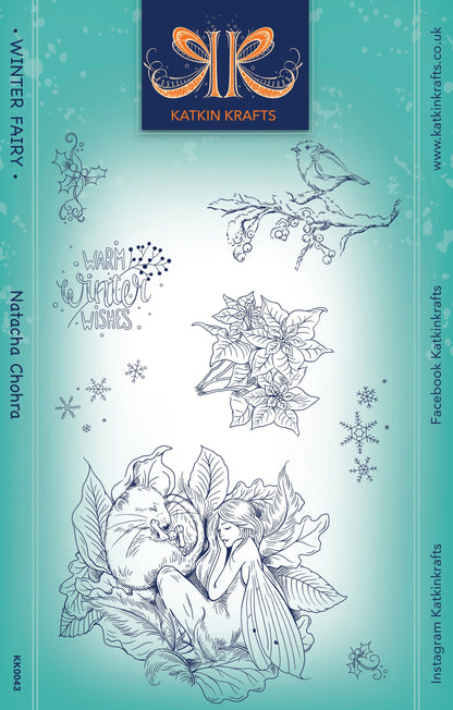 Katkin Krafts Fée d'Hiver — Jeu de Tampons Transparents 6 po x 8 po