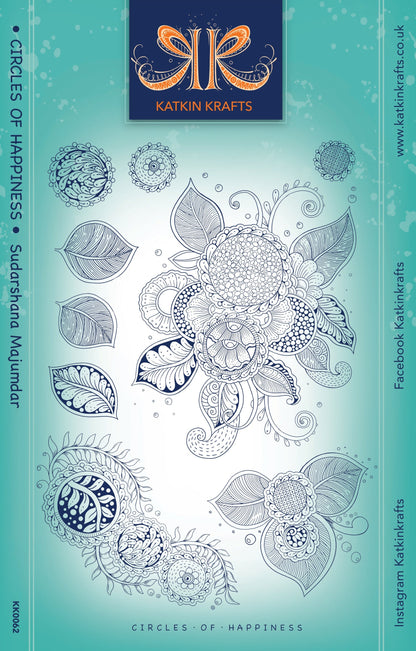 Katkin Krafts Cercles du Bonheur Ensemble de Timbres Transparents 6 po x 8 po