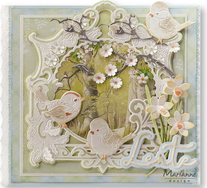 Marianne Design Feuille de découpe A4 - Vœux de printemps - Cygnes