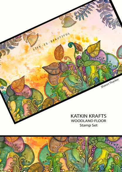 Katkin Krafts Le Sol de la Forêt – Lot de Tampons Transparents 6 po x 8 po