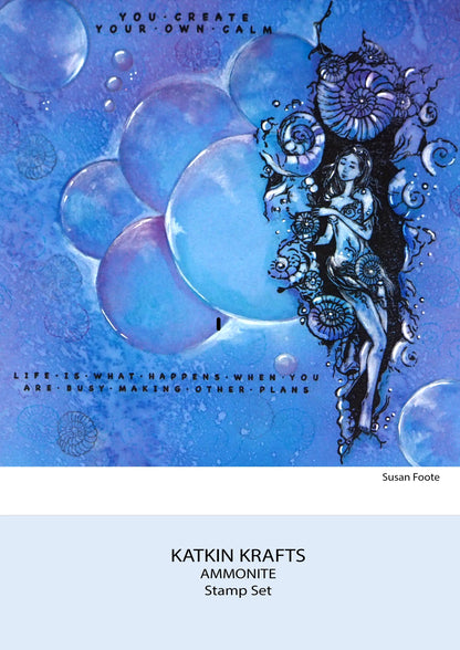 Katkin Krafts Kit de tampons transparents Ammonite 6 po x 8 po