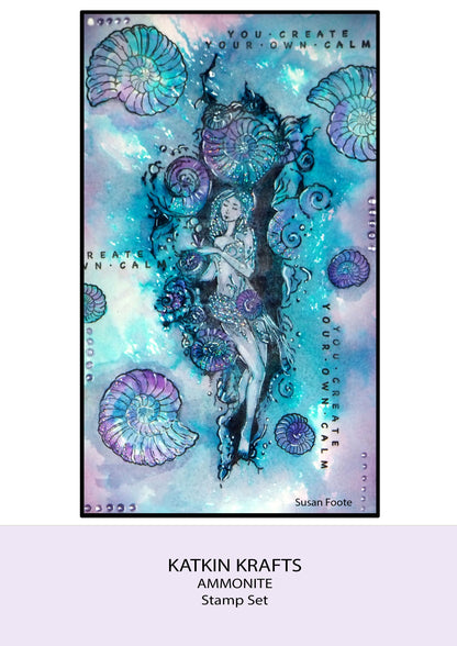 Katkin Krafts Kit de tampons transparents Ammonite 6 po x 8 po