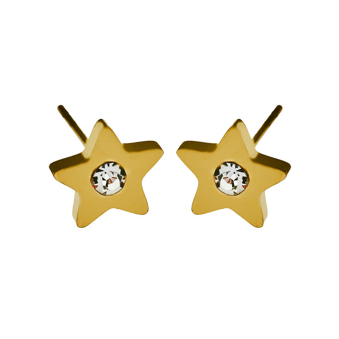 LAYLA Gold : Puces d'oreilles en forme d'étoile avec un oxyde de zirconium solitaire au centre