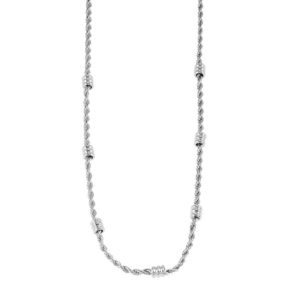 LEMOGES Silver Toned White Gold: Beaded Rope Chain Necklace