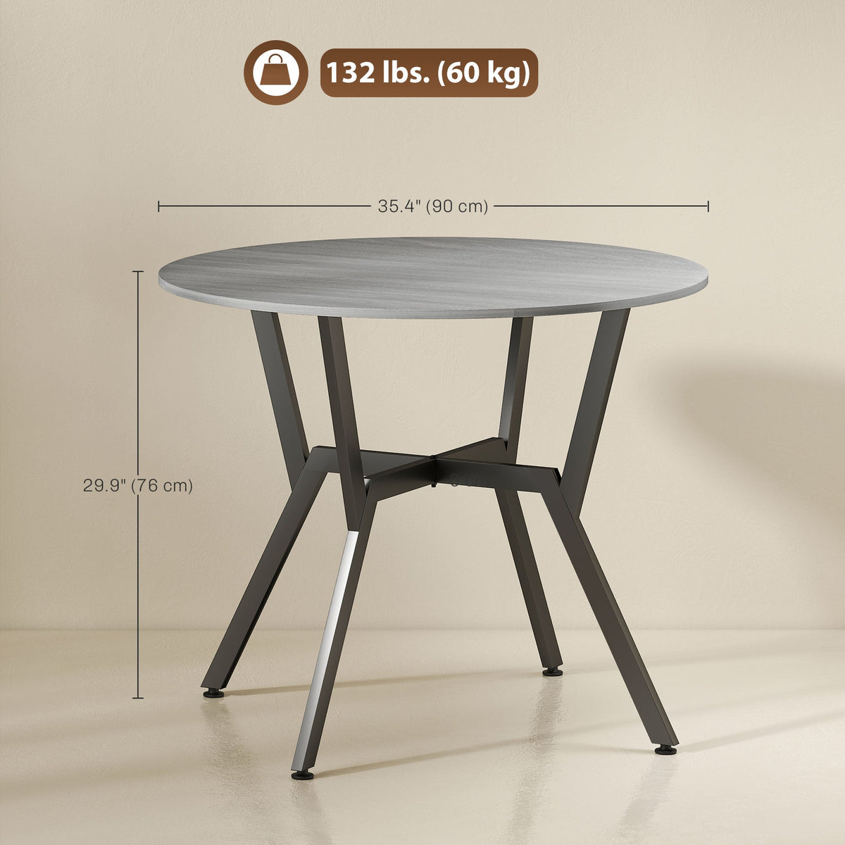 Table de salle à manger ronde Ainsley 35" avec structure en acier - Gris