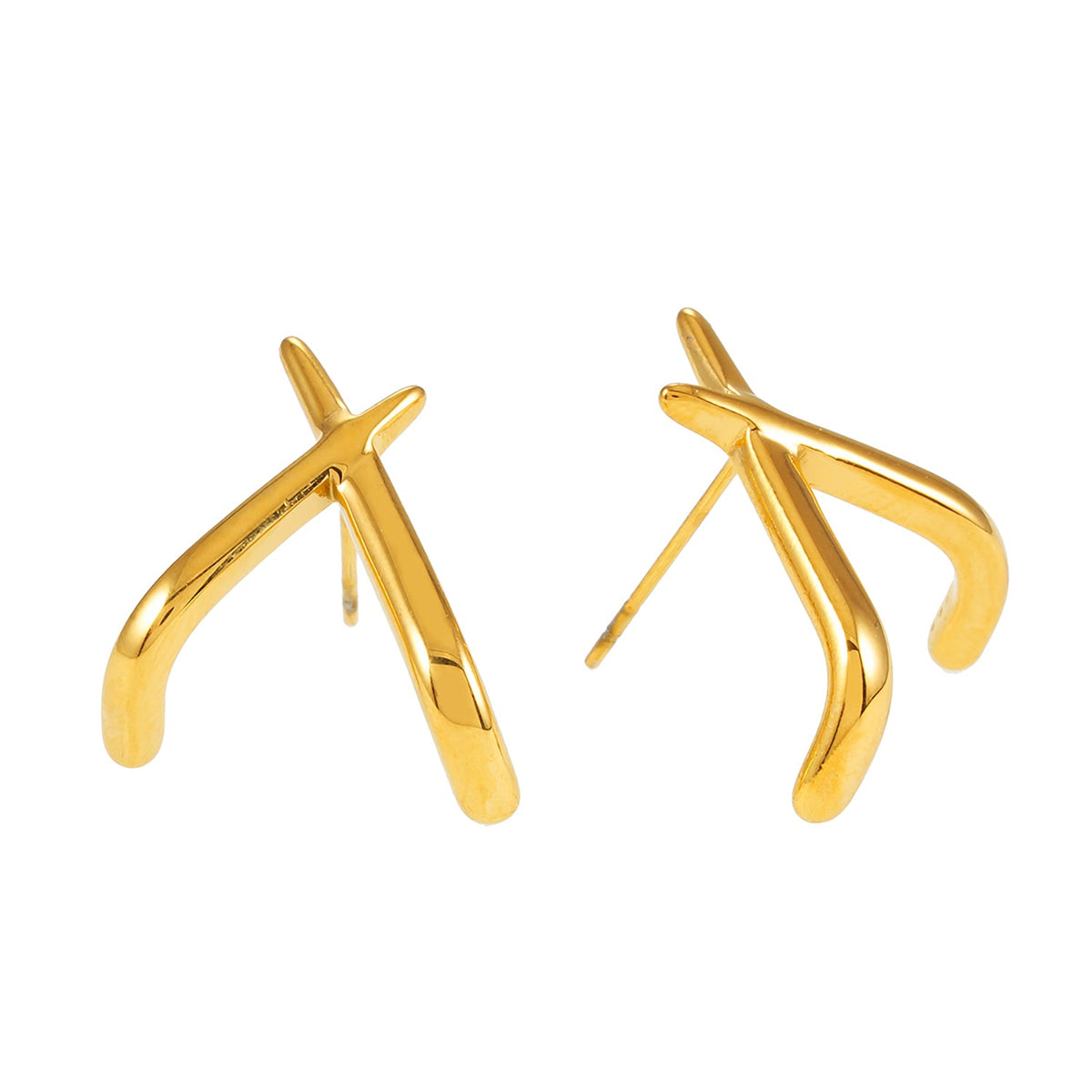 LINDSBORG: Boucles d'oreilles clous géométriques entrecroisés en or
