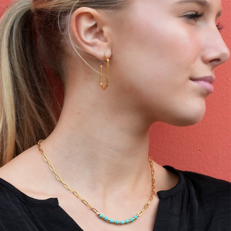 LIZBOA : Collier combiné avec chaîne à trombones et pierres CHALCHITE