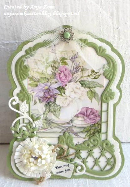 Marianne Design: Dies Creatables - Cadre étiquette et fleurs d'Anja