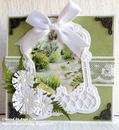 Marianne Design: Dies Creatables - Cadre étiquette et fleurs d'Anja