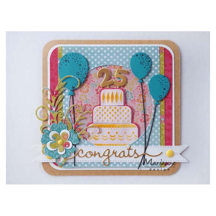 Marianne Design Matrice de découpe Félicitations & Ballon - 25ème Anniversaire