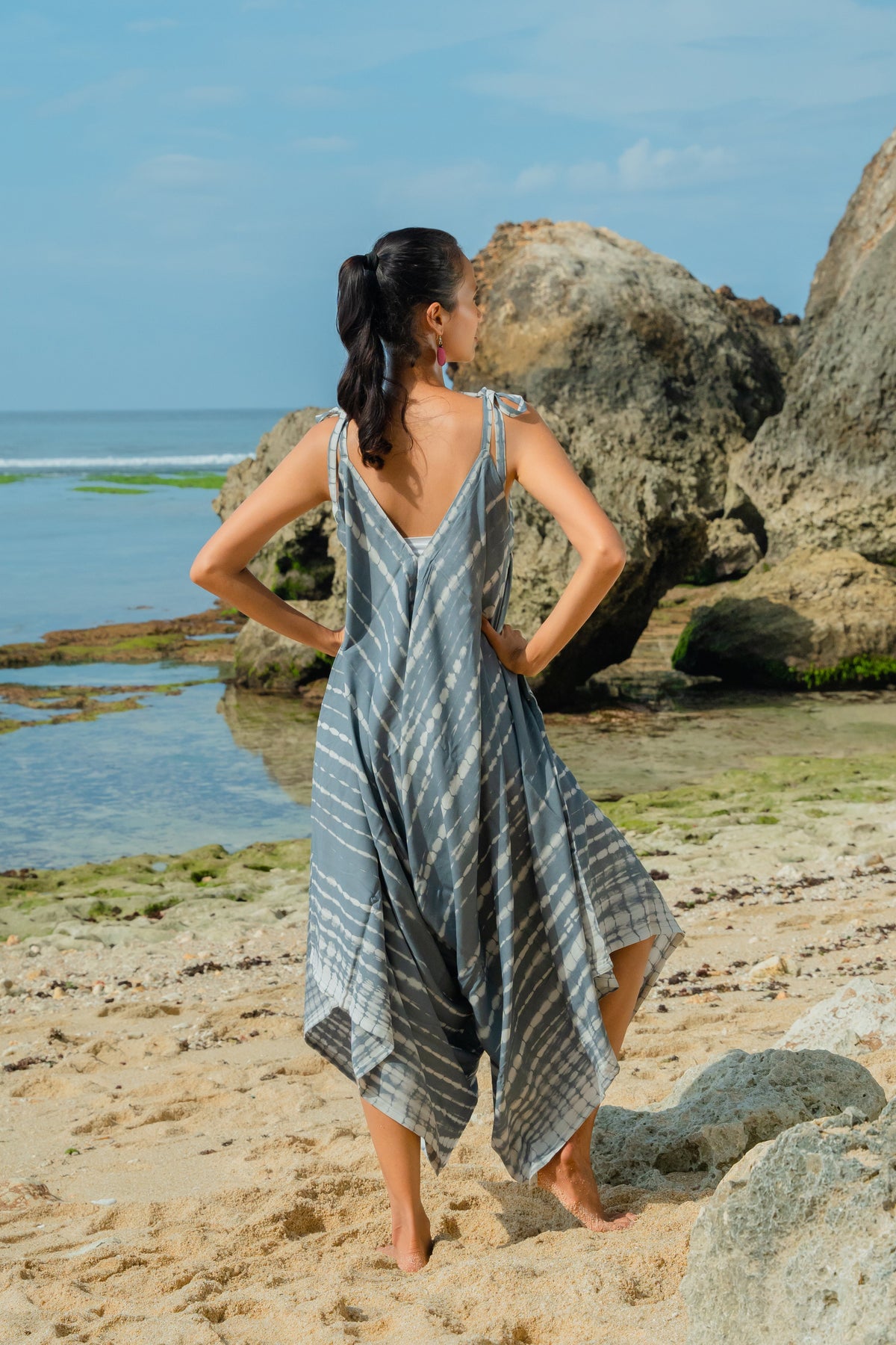 Combinaison courte tie-dye Bone - Gris et blanc