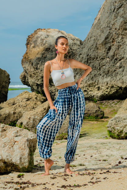Pantalon Bone Tie-Dye Bali – Bleu marine et blanc