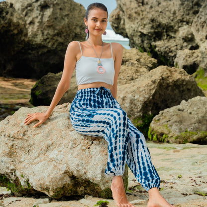 Pantalon Bone Tie-Dye Bali – Bleu marine et blanc