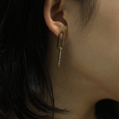 LUCIANA Pavé Zirconia Twin Paper Clip Gold Earrings