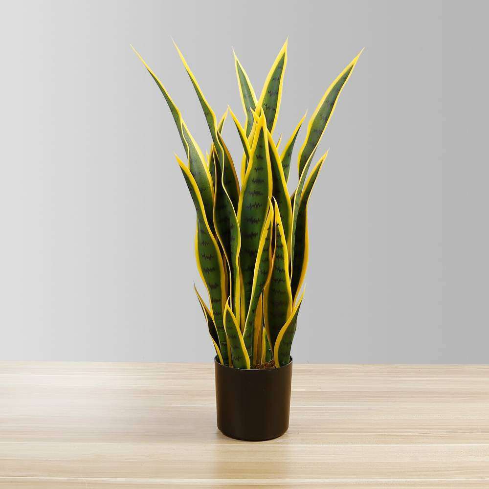 Luis Sansevieria artificiel serpent, plante en pot jaune et vert 66 cm