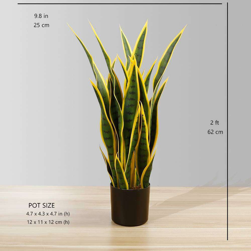 Luis Sansevieria artificiel serpent, plante en pot jaune et vert 66 cm