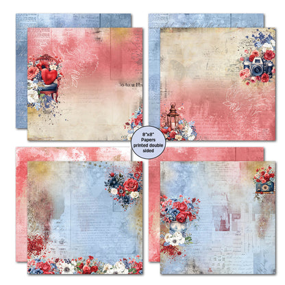 Pack de Papiers Love You 8x8 3Quarter Designs