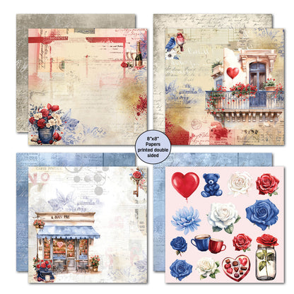 Pack de Papiers Love You 8x8 3Quarter Designs