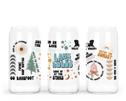 Lake Rules Glass Can with Bamboo Lid