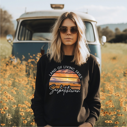 Col rond unisexe Le Pays des ciels vivants coucher de soleil | Vêtements des Prairies | Vêtements d'agriculteur