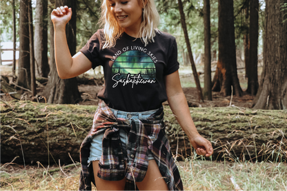 Land Of Living Skies Northern Lights Unisex T-shirt | Saskatchewan Apparel