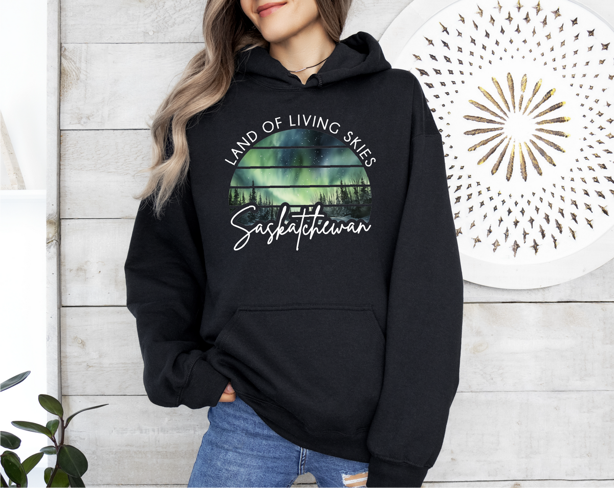 Land Of Living Skies Northern Lights Unisex Hoodie | Sask Apparel