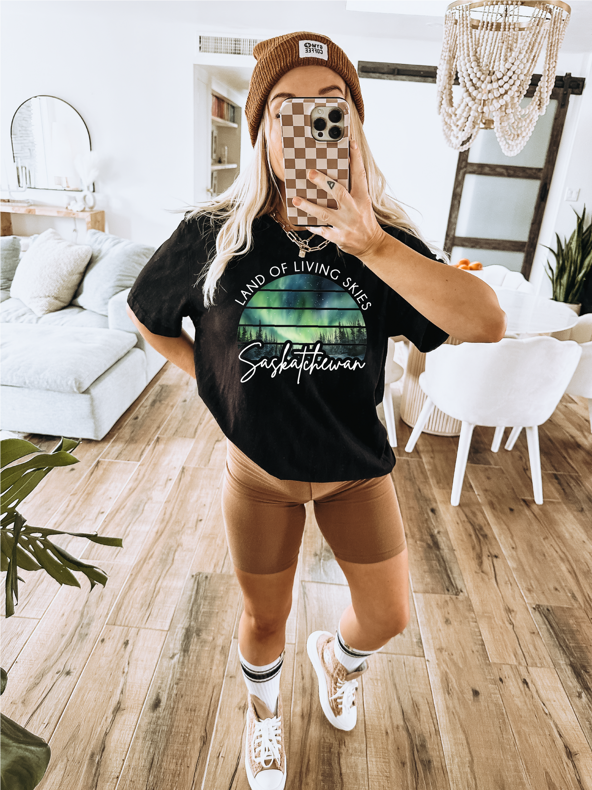 Land Of Living Skies Northern Lights Unisex T-shirt | Saskatchewan Apparel