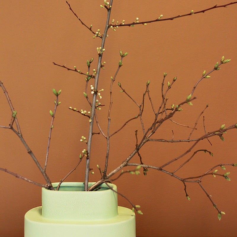 Vase en céramique superposé - Glaçure mate vert clair