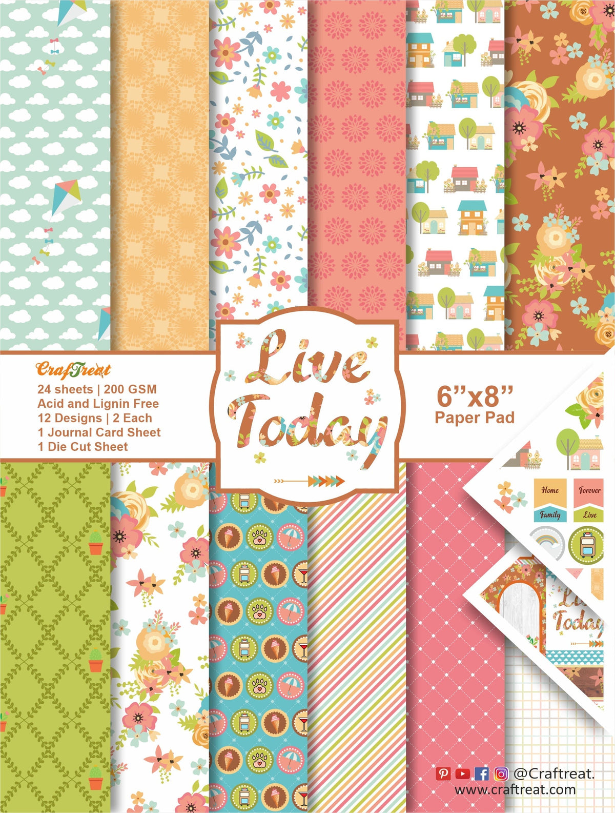 CrafTreat Bloc de Papier - Live Today 6"x8"