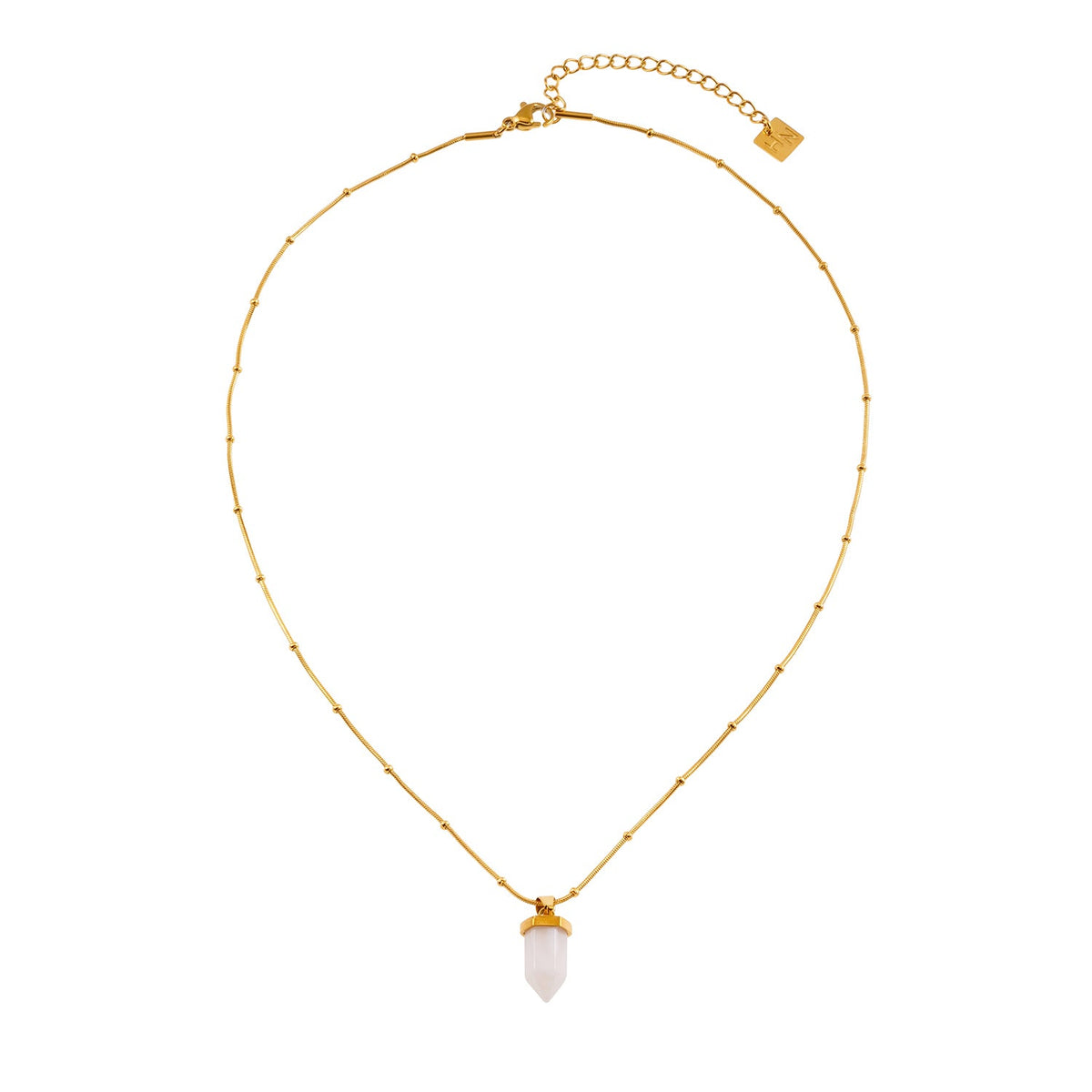 MAKEDA: Pendentif en améthyste monté sur un collier à chaîne perlée texturée peau de serpent