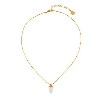MAKEDA: Pendentif en améthyste monté sur un collier à chaîne perlée texturée peau de serpent