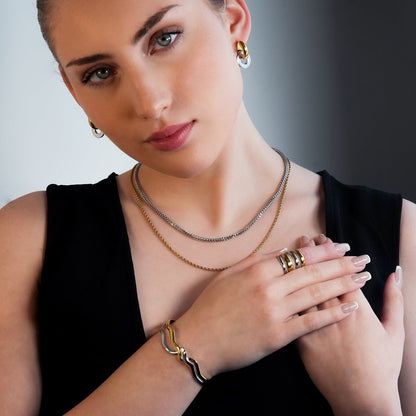 FREDRIKA : Bracelet chic géométrique abstrait en métaux mélangés