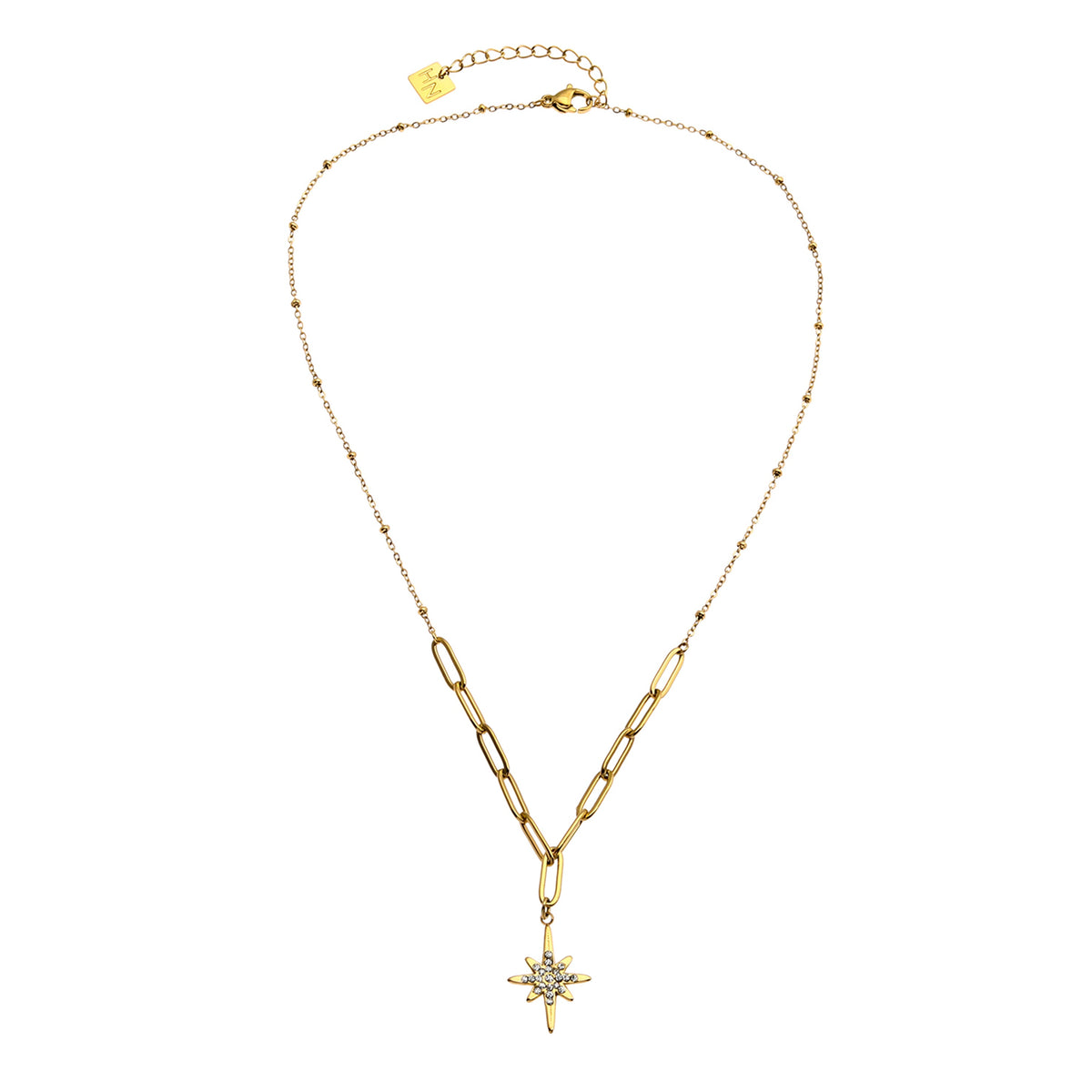 MALVINA Collier chaîne dorée avec pendentif étoile serti de zirconiums