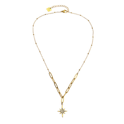 MALVINA Collier chaîne dorée avec pendentif étoile serti de zirconiums