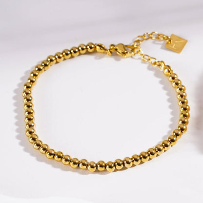 MANAMI Or : Bracelet en chaîne contemporain perles-boules