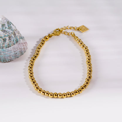 MANAMI Or : Bracelet en chaîne contemporain perles-boules