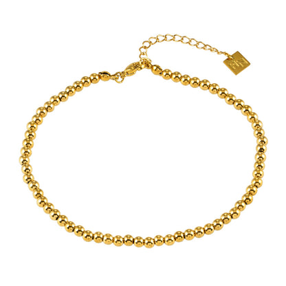 MANAMI LG : Chaîne de cheville contemporaine en or avec perles-boules