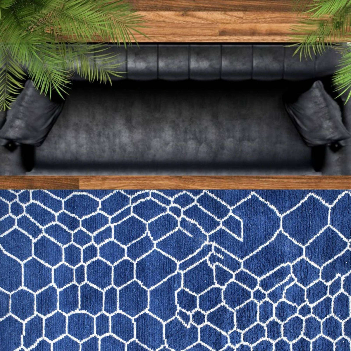 Tapis en laine tissée Marine 6X9