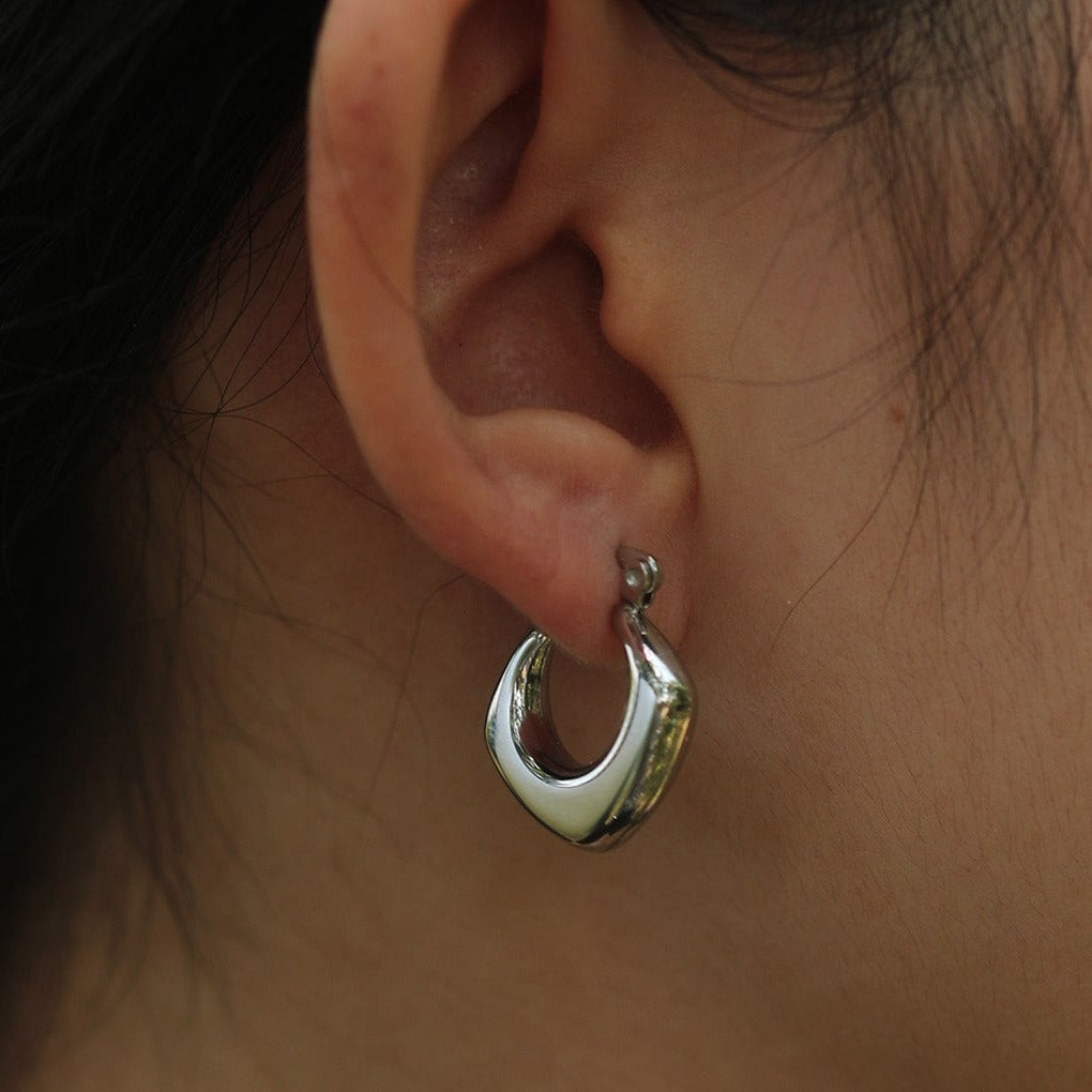 Boucles d'oreilles créoles carrées et arrondies MARIYA Argent