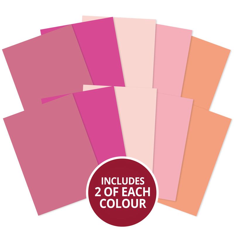 Lot de 10 feuilles de papier cartonné A4 Matt-tastic Adorable Scorable – Roses