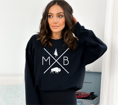 MB X Crewneck unisexe | Vêtements du Manitoba
