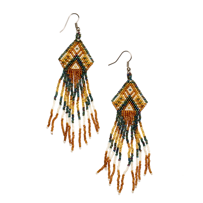 Boucle d'oreille perlée de style aztèque