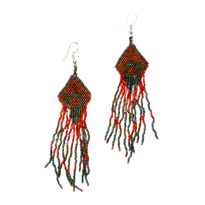 Boucle d'oreille perlée de style aztèque