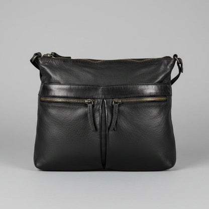 MET Leather Crossbody Bag with Dual Zipper Pockets
